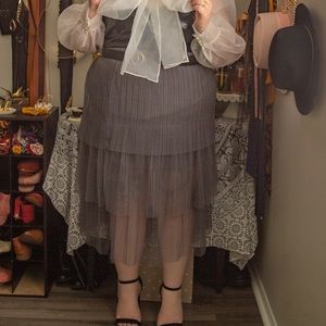 Wild Fable Grey Tiered Tulle Midi Skirt